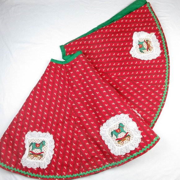 Vintage Tree Skirt, Handmade Quilt Rocking Horse - Picture 1 of 3